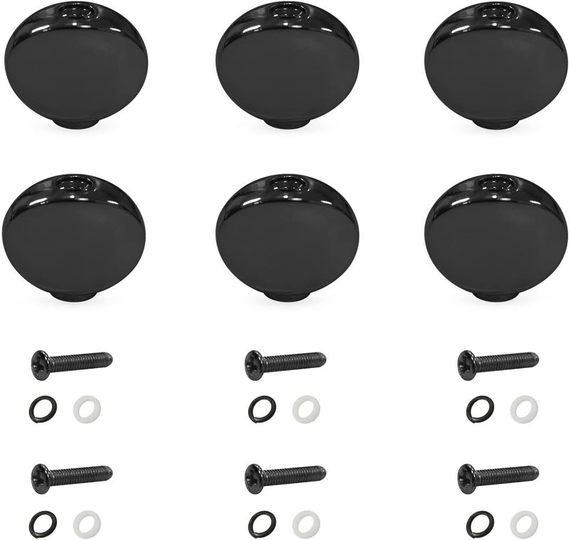 MAXCHEER 6PCS Metal Big Square Shape Guitar Tuning Peg Tuners Machine Head Replacemen Buttons knob Handle Tip (Black Oval) - Image 1